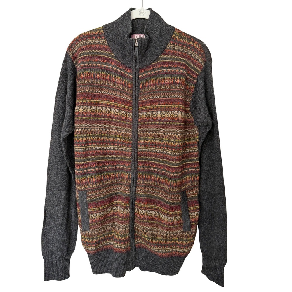 Pure Alpaca Medium Full Zip Cardigan Sweater 100% Baby Alpaca Peru Gray Multi